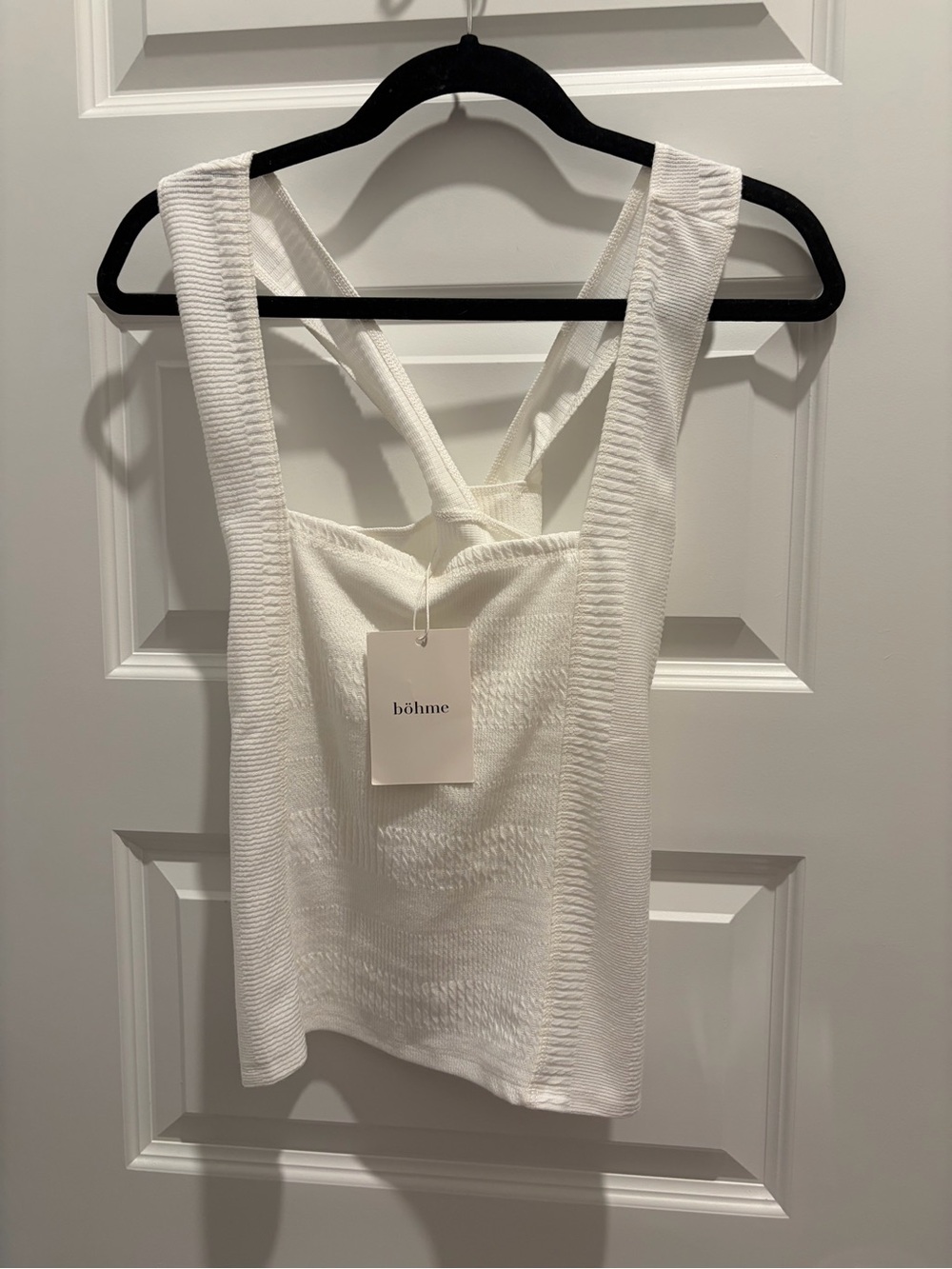 böhme White Ribbed Crossback Square Neck Tank